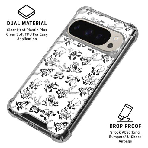 Looney Tunes Big Head Pattern Pixel 9/9 Pro Clear Case